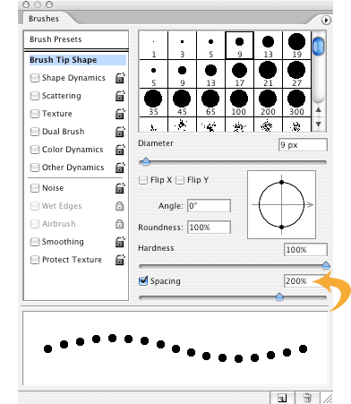 Photoshop Brush Window Spacing 200 pc